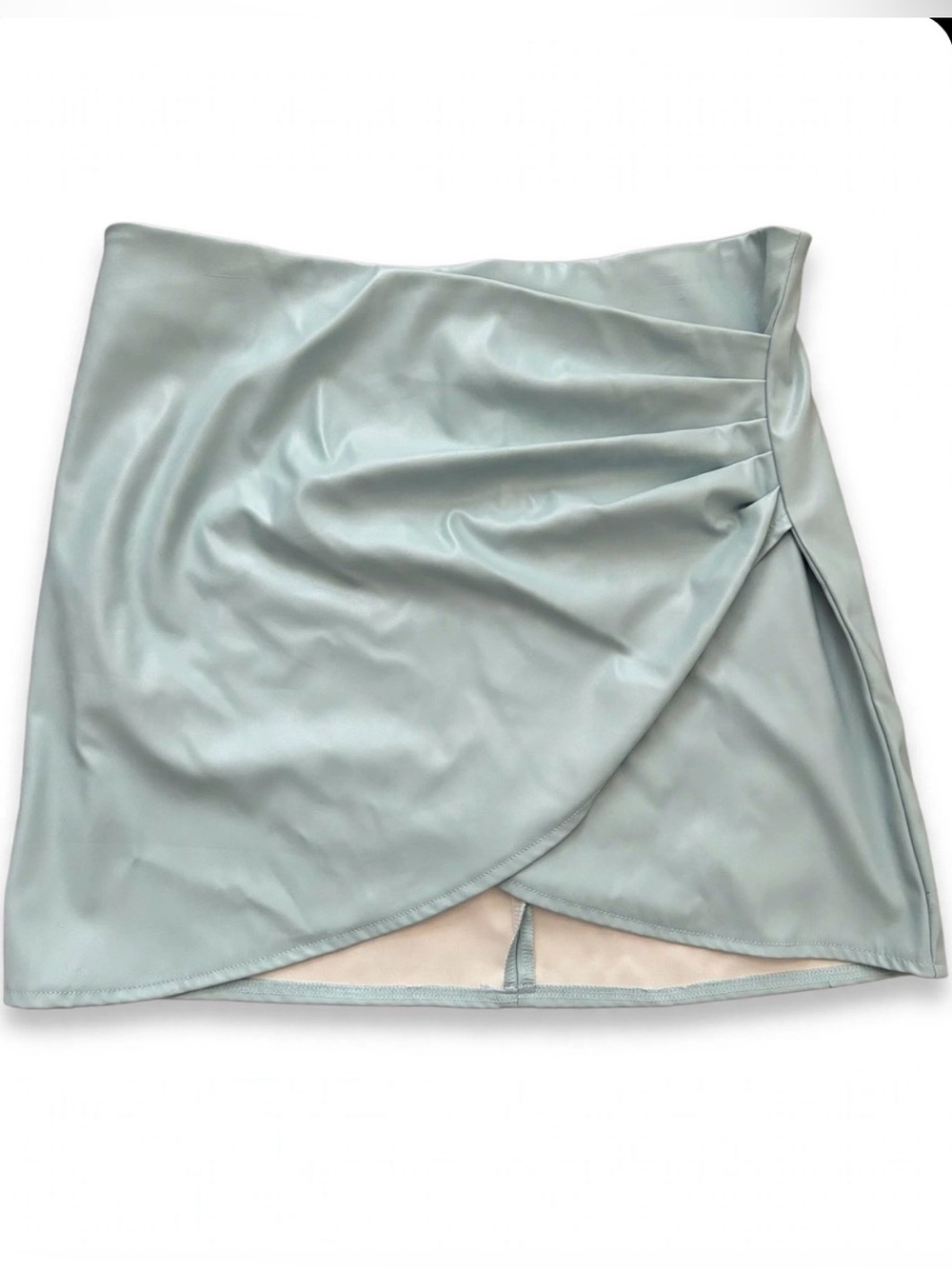 Mi Ami Blue Faux Suede Pleated Button Front Mini Skirt | 70s Boho Western Fall